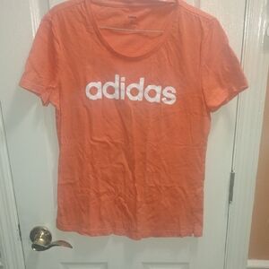 adidas Women's Bright Orange Short Sleeve Logo Tee